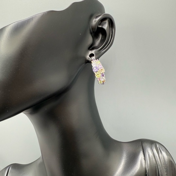 🌈Multicolor Gemstone Silver Hoops 🌈 - Picture 8 of 9